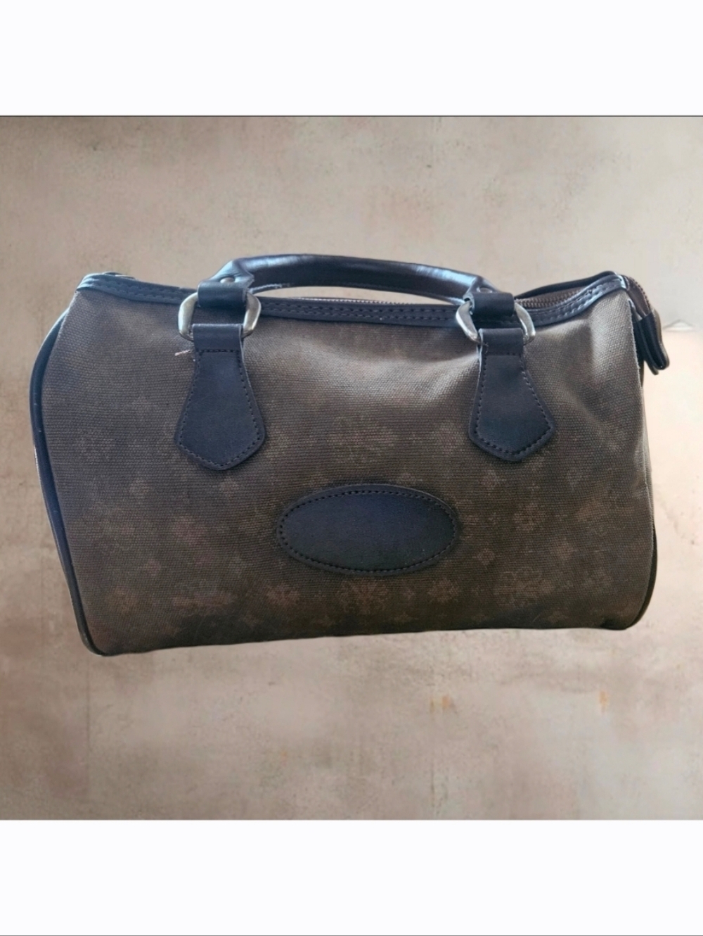 Vintage Brown Monogram Canvas Satchel with Dark Brown Trim